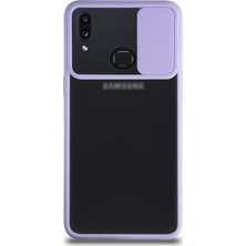 Kzy Samsung Galaxy A10S Kapak Lensi Açılır Kapanır Kamera Korumalı Silikon Kılıf Lila
