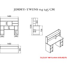 Kalender Dekor Jimmy-Twins 145 cm Çalışma Masası