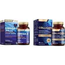 Nutraxin Omega 3 Balık Yağı 2000 Mg 60 Yumuşak Kapsül + Hidrolize  30 Tablet