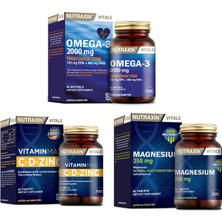 Nutraxin Omega 3 Balık Yağı 2000 Mg 60  Kapsül + Vitamin Max (C,d,zinc)60 Tablet + Magnesium 60 Tablet