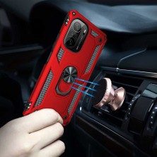 Kvy Xiaomi Redmi K40 Yüzüklü Standlı Vega Kılıf + Nano Ekran Koruyucu