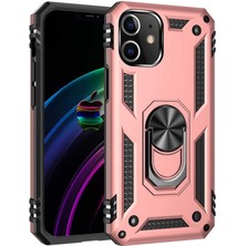 Kvy Apple iPhone 12 Mini Yüzüklü Standlı Vega Kılıf + Nano Ekran Koruyucu