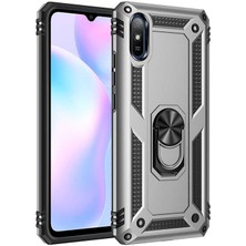 Kvy Xiaomi Redmi 9A Yüzüklü Standlı Vega Kılıf + Nano Ekran Koruyucu