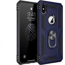 Kvy Apple iPhone Xs Max Yüzüklü Standlı Vega Kılıf + Nano Ekran Koruyucu