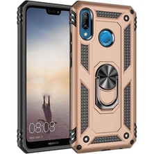 Kvy Huawei P20 Lite Yüzüklü Standlı Vega Kılıf + Nano Ekran Koruyucu