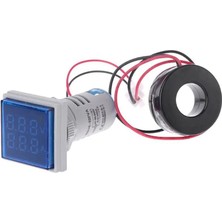 Motorobit 22MM Dijital Voltmetre-Ampermetre Ac 20-500V 0-100A Mavi