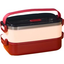 Bento 1100 ml Yemek Saklama Kabı - Kırmızı (Yurt Dışından)