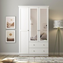 Zenio Side 3 Kapak 2 Çekmece Aynalı Gardırop - Beyaz