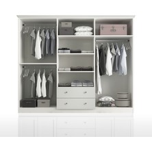 Zenio Side 6 Kapak 2 Çekmece Aynalı Gardırop - Beyaz