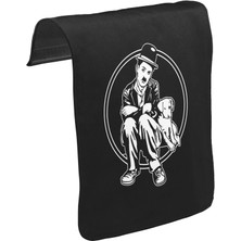 Lord T-Shirt T-Shirt T-Shirt Charlie Chaplin - Köpeğin Hayatı Unisex Siyah Tak-Çıkar Postacı Çanta Kapağı CK-1365