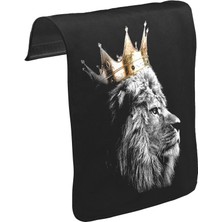 Lord T-Shirt T-Shirt T-Shirt Aslan - Kral Taç Unisex Siyah Tak-Çıkar Postacı Çanta Kapağı CK-1717