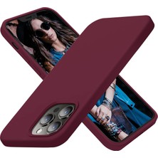 Case 4U Apple iPhone 13 Pro Max Kılıf Lansman Içi Kadife Soft Yumuşak Dokulu Liquid Silikon Koyu Mor