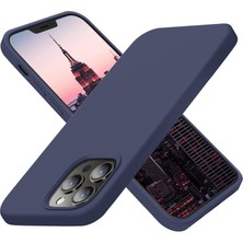 Case 4U Apple iPhone 13 Pro Max Kılıf Lansman Içi Kadife Soft Yumuşak Dokulu Liquid Silikon Lacivert