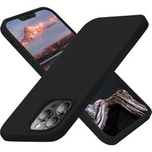 Case 4U Apple Apple iPhone  13 Pro Kılıf Lansman Içi Kadife Soft Yumuşak Dokulu Liquid Silikon Siyah