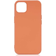 Case 4U Apple iPhone 13 Kılıf Lansman Içi Kadife Soft Yumuşak Dokulu Liquid Silikon Turuncu