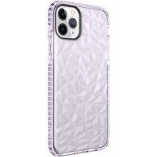 Case 4U Apple Apple iPhone  11 Pro Max Kılıf Darbe Emici Prizmatik Tasarım Yumuşak Silikon Buzz Kapak Açık Mor