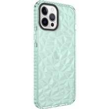 Case 4U Apple Apple iPhone  12 Pro Max Kılıf Darbe Emici Prizmatik Tasarım Yumuşak Silikon Buzz Kapak Açık Yeşil