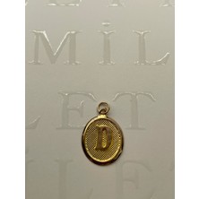 Milet Kuyumculuk 14 Ayar Altın D Harfi Nostalji Oval Kolye Ucu