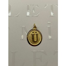 Milet Kuyumculuk 14 Ayar Altın Ü Harfi Nostalji Oval Kolye Ucu