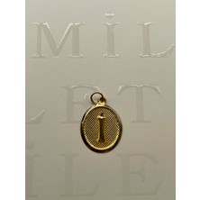 Milet Kuyumculuk 14 Ayar Altın I Harfi Nostalji Oval Kolye Ucu