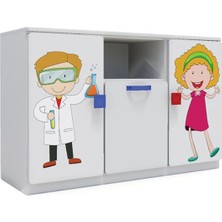 Woody Life 1 Çekmeceli 2 Kapaklı Çocuk Odası Anaokulu Kreş Dolap Meslek Temalı