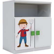 Woody Life 1 Raflı 2 Kapaklı Çocuk Odası Anaokulu Kreş Dolap Meslek Temalı