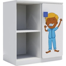 Woody Life 2 Raflı 1 Kapaklı Çocuk Odası Anaokulu Kreş Dolap Meslek Temalı