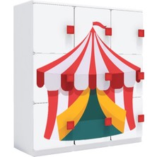 Woody Life 9 Kapaklı Çocuk Odası Anaokulu Kreş Dolap Sirk Temalı