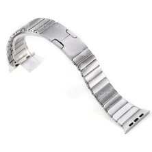 AktarMobile Apple Watch 7 6 Se 5 4 3 2 1 - 42 / 44 / 45 mm Uyumlu Metal Kordon Baklalı Model Bilezik Çelik Kayış