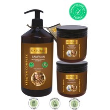 Naturix Tuzsuz Keratin ve Günlük Bakım Şampuanı 600 ml + 2 Adet Keratin Saç Maskesi 500 ml