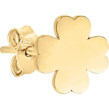 14 Ayar Altın Tek Yonca Küpe