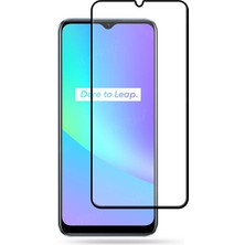 Microcase Realme C25 Tam Kaplayan Çerçeveli Tempered Ekran Koruyucu - Siyah