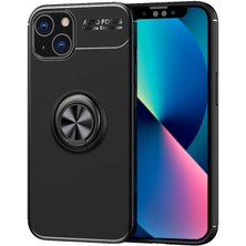 Caseart Apple iPhone 13 Kılıf Renkli Yüzüklü Manyetik Silikon Kapak Siyah - Siyah