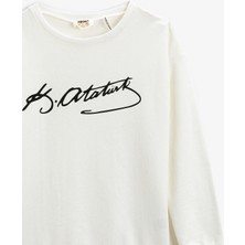 Koton Yazı Baskılı Sweatshirt Bisiklet Yaka Pamuklu