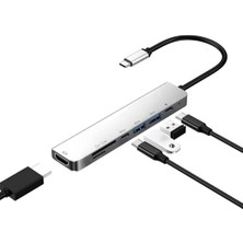 Hmxplus 8 In 1 4K Type C USB 3.0 Hub HDMI RJ45 Sdtf Adaptörü