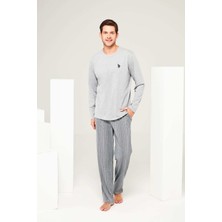 U.S. Polo Assn. Erkek Gri Melanj Yuvarlak Yaka Pijama Takımı