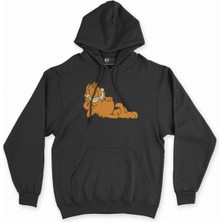 Cix Cix Uykucu Garfield Siyah Kapşonlu Sweatshirt Hoodie