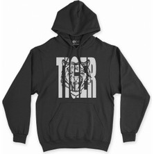 Cix Cix Tiger Kaplan Siyah Kapşonlu Sweatshirt Hoodie