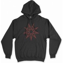 Cix Cix Slipknot Yıldız Logolu Siyah Kapşonlu Sweatshirt Hoodie