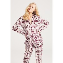 Zau Z A U Şifon Baskılı Pijama Takımı-Bordo