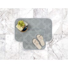 Madame Coco Alsatia 2'li Banyo Paspası - Açık Mavi - 50X80 + 45X50 cm