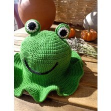 Handmade Kurbağa Desenli Çocuk Şapkası, %100 Pamuk