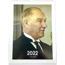 Keskin Color 2022 Atatürk Spiralli 12 Aylık Duvar Takvimi 32 x 47 cm