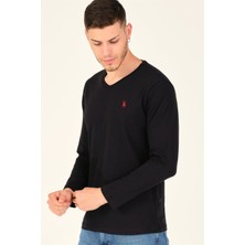 Dewberry T8587 Dewberry V Yaka Erkek -Koyu Siyah