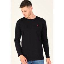 T8588 DEWBERRY BİSİKLET YAKA UZUN KOL T-SHIRT-KOYU SİYAH