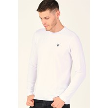 T8588 DEWBERRY BİSİKLET YAKA UZUN KOL T-SHIRT-KAR BEYAZ