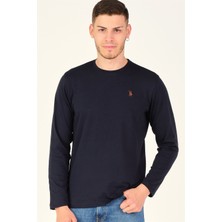 T8588 DEWBERRY BİSİKLET YAKA UZUN KOL T-SHIRT-KOYU LACİVERT