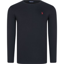 T8588 DEWBERRY BİSİKLET YAKA UZUN KOL T-SHIRT-DÜZ SİYAH