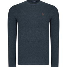 T8588 DEWBERRY BİSİKLET YAKA UZUN KOL T-SHIRT-DÜZ ANTRASİT