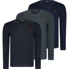 Dewberry Üçlü Set T8587 Dewberry V Yaka Erkek -Siyah-Antrasit-Lacivert